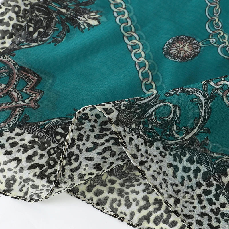 Women's Printed Chiffon Scarf Shawl – Lightweight Silk-Feel Long Wrap for Beach, Travel & Outdoor Wear, Fashion Headband Accessory