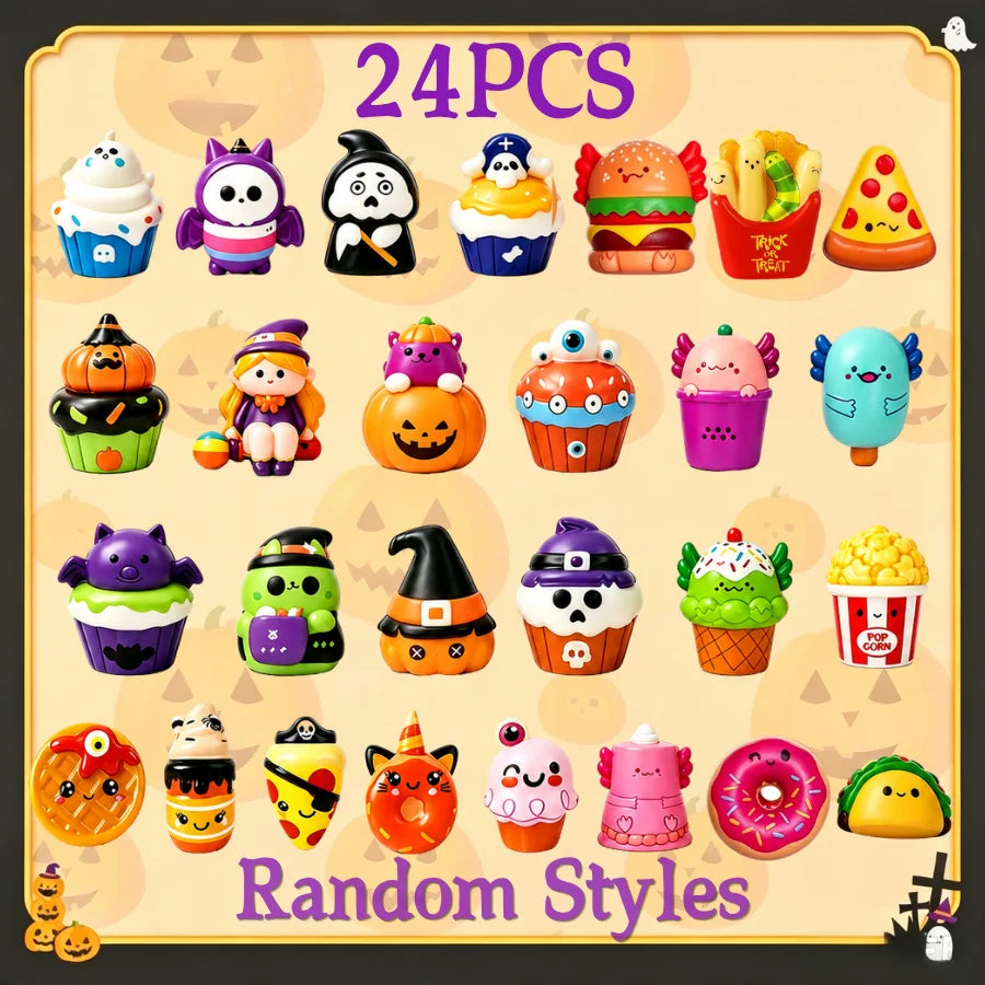 12-96PCS Halloween Squishy Toys Bulk Stress Relief Toys Non Candy Trick or Treat Party Favors Halloween Gifts for Kids