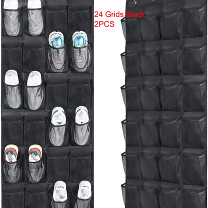 Over-the-Door Shoe Organizer - 12, 14 or 24 Pocket Hanging Shoe Storage with Large Mesh Pockets & 4 Hooks
