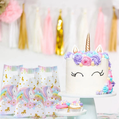 10/25/50 unidades Bolsas de Regalo de Unicornio para Dulces – Lindas Bolsas de Mano para Recuerdos de Fiesta, Decoraciones de Cumpleaños, Baby Showers, Regalos para Niños y Artículos de Celebración