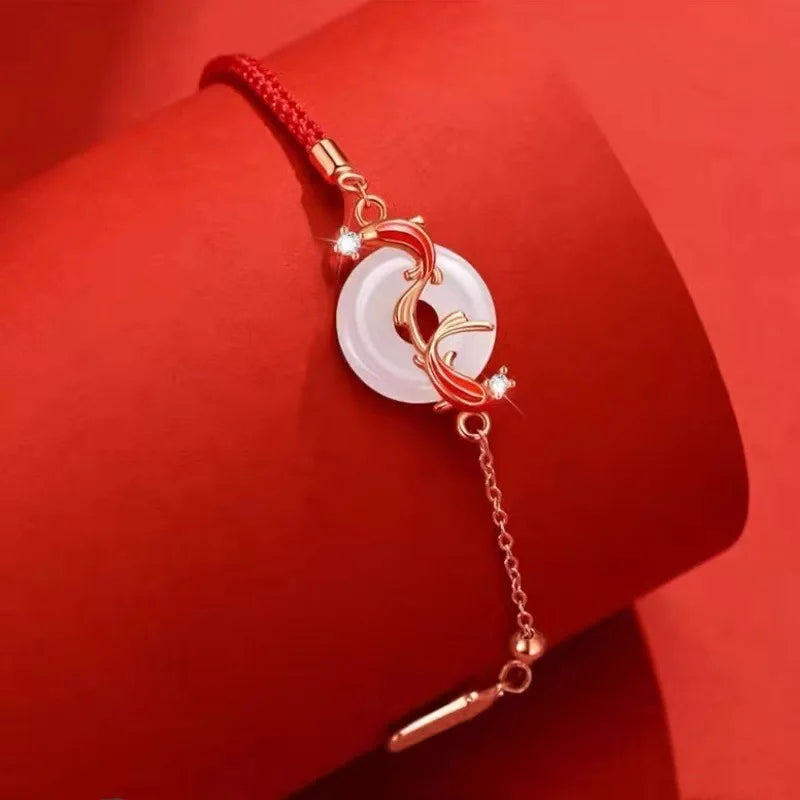Pulsera de cuerda roja con nudo de la suerte – Pulsera de hilo ajustable hecha a mano para mujeres y hombres, regalo de joyería amuleto de la amistad