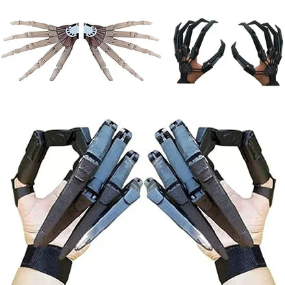 3D Printed Halloween Articulated Finger Extensions – Flexible Movable Long Finger Claw Props for Cosplay, Costumes & Spooky Decorations