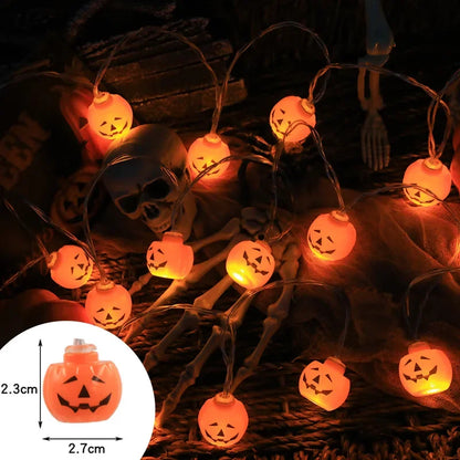 Halloween LED String Lights – Pumpkin, Skull & Eyeball Shaped Lanterns for Trick or Treat, Party, Haunted House & Horror Decor