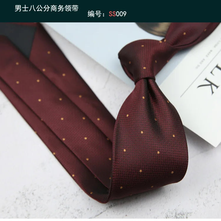 Corbata de hombre de 8 cm con rayas tejidas, formal de negocios para bodas, oficina y fiestas