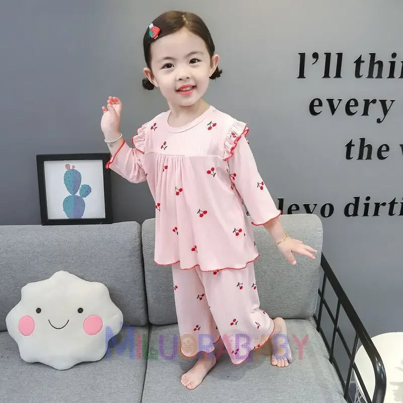 Conjunto de pijama para niños – Atuendo de dormir estampado de flores para bebés y niñas para las cuatro estaciones | Conjunto cómodo de ropa y de casa para niños