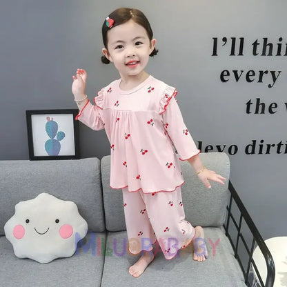 Conjunto de pijama para niños – Atuendo de dormir estampado de flores para bebés y niñas para las cuatro estaciones | Conjunto cómodo de ropa y de casa para niños
