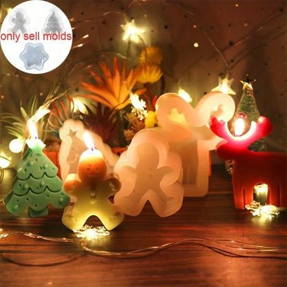1-3PCS Christmas Silicone Candle Molds – Christmas Tree, Snowflake & Gingerbread Man Shapes for DIY Resin, Drip Glue & Handmade Winter Crafts