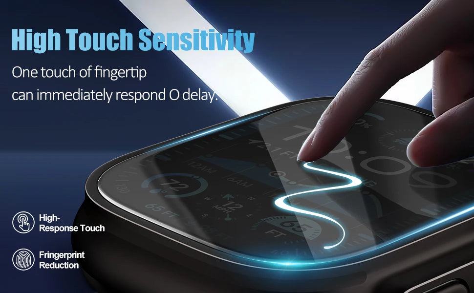 Protector de pantalla de cristal templado para Apple Watch Ultra 49 mm (Ultra 1/2/3) – Película protectora HD resistente a los arañazos con herramienta de instalación de alineación