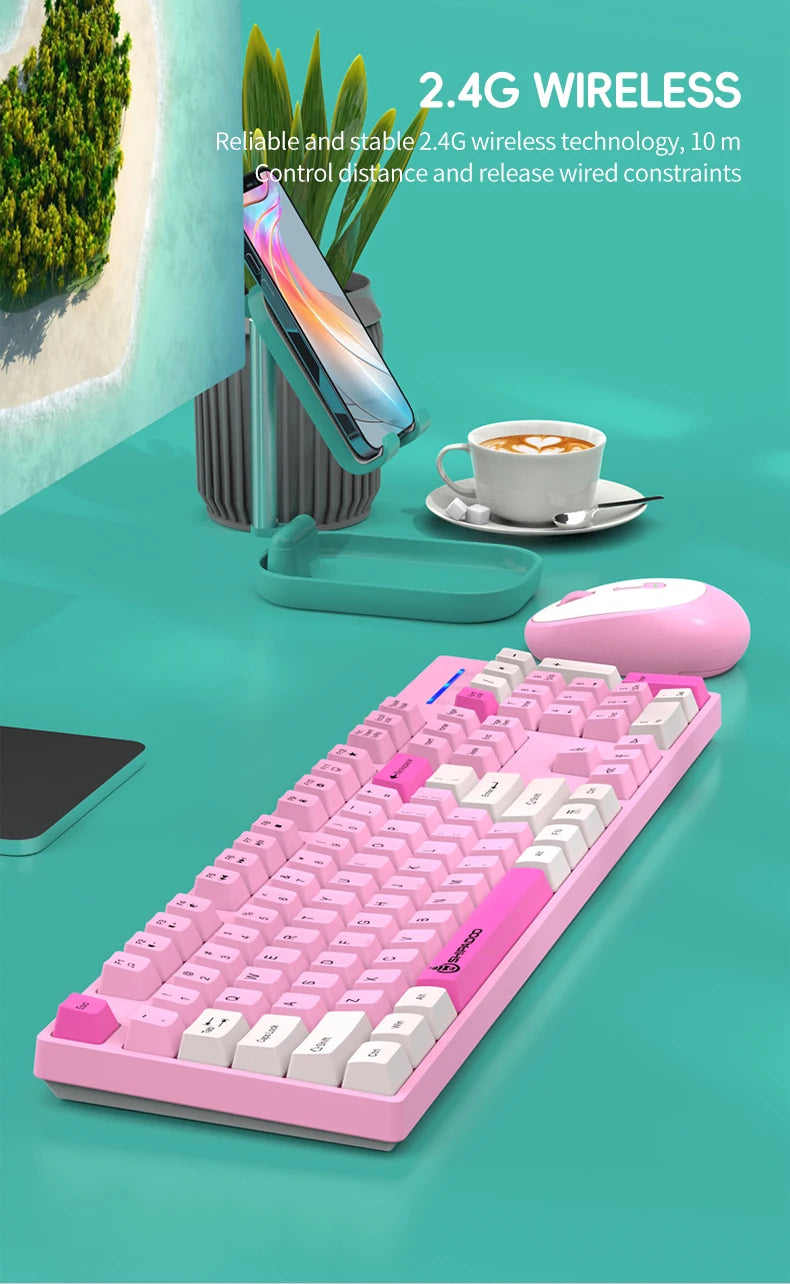 Combinación de teclado y ratón inalámbricos para juegos Shipadoo - Teclado y ratón recargables de 2.4GHz para PC, portátil y oficina