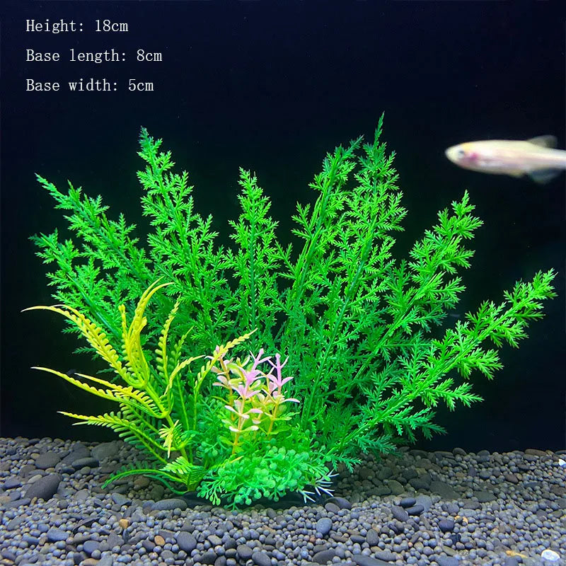 Artificial Underwater Aquarium Plants – Plastic Aquatic Fake Shrubs & Green Water Grass for Fish Tank Landscaping, Realistic Simulated Decor