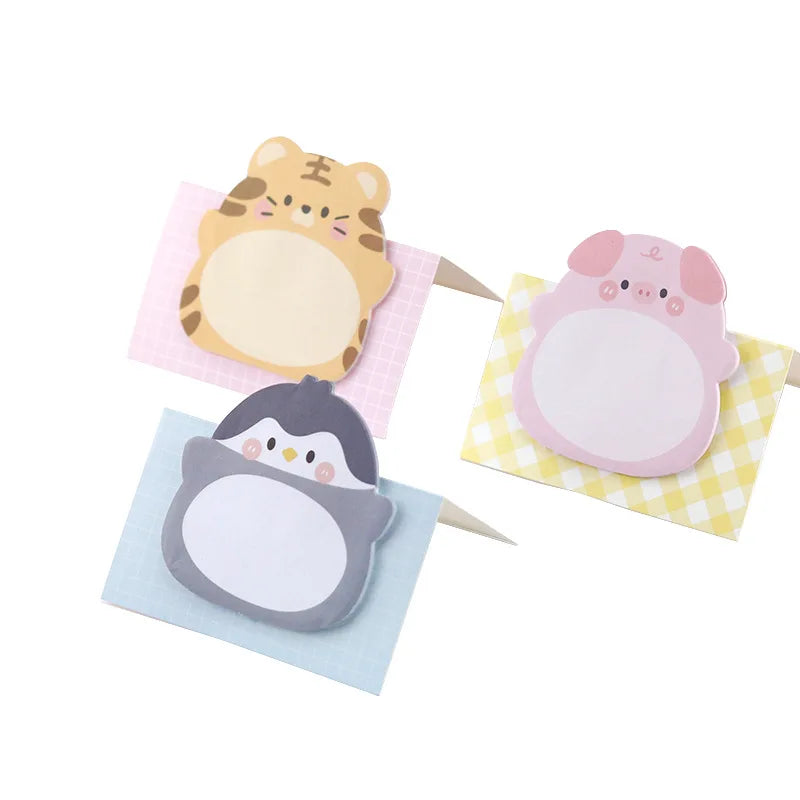 8 Packs Cartoon Animal Sticky Notes – Cute Shaped Memo Pads with Colorful Creative Designs for Office, School, Journaling & Stationery Use