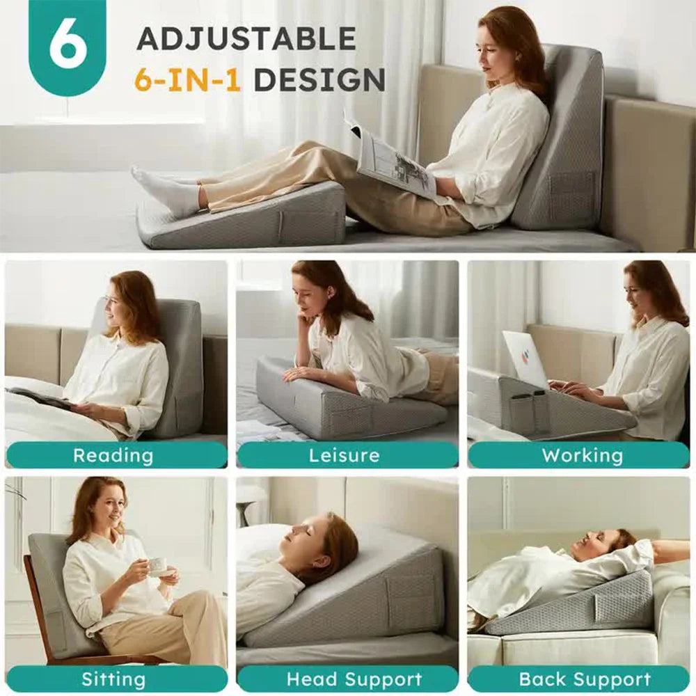 Oreiller cale de lit – Oreiller de soutien triangulaire en mousse à mémoire de forme, coussin de positionnement corporel ergonomique pour l'élévation des jambes, le confort de sommeil, le soulagement du ronflement et la relaxation dans la chambre