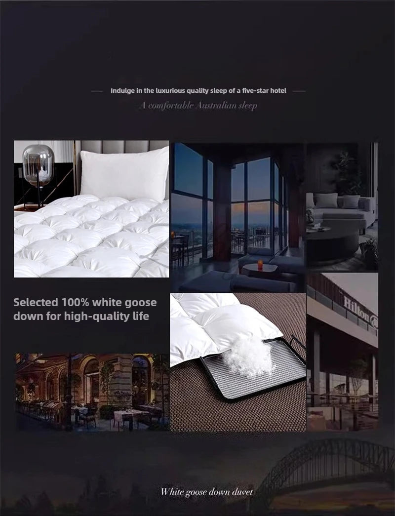 Edredón de lujo 100% plumón de ganso blanco – Duvet ligero y cálido de invierno con diseño plisado