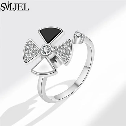 Cherry Blossom Rotating Fidget Spinner Ring – Cute Cat, Bee, Bunny & Butterfly Anti-Anxiety Ring for Women | Adjustable Stress Relief Jewelry