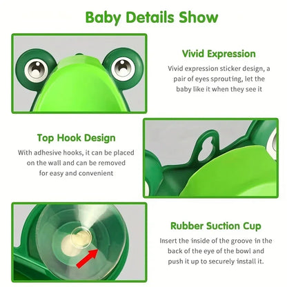 Urinoir d'apprentissage en forme de grenouille pour garçons – Entraîneur de toilettes pour tout-petings avec cible amusante, urinoir mural pour bébés et enfants