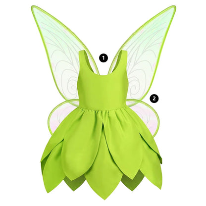 Girls Tinker Bell Costume – Green Fairy Princess Fancy Dress for Halloween, Birthday Parties & Cosplay, Ages 2–10Y