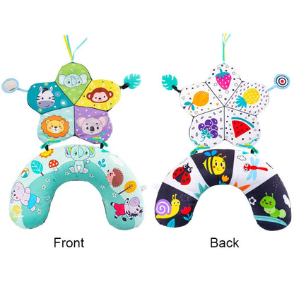 Coussin de Temps sur le Ventre pour Bébé et Jouet Sensoriel à Contraste Élevé – Coussin de Soutien Réversible Noir et Blanc pour Nouveau-né pour le Redressement de la Tête et le Développement Précoce