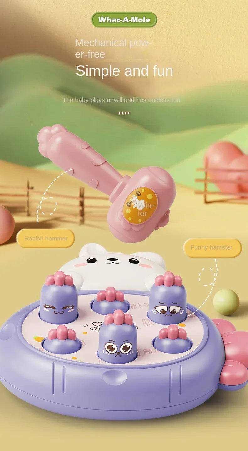 Juego de martillar de madera Montessori – Juguete de aprendizaje para niños pequeños con temática de animales de dibujos animados, juego interactivo para padres e hijos, regalo de cumpleaños para el desarrollo temprano