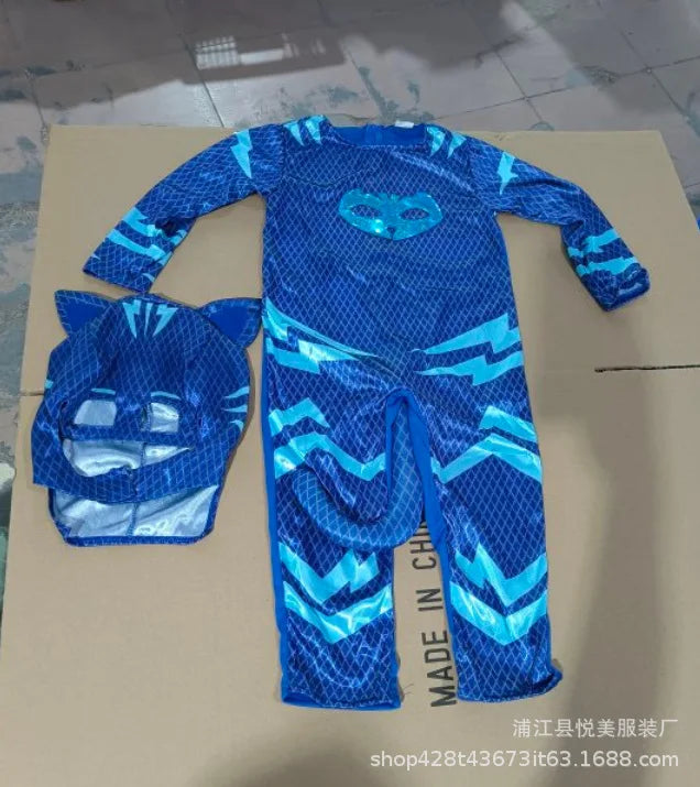 Blue PJ Masks Anime Hero Cosplay Costume with Mask – Boys & Girls Outfit for Halloween, Birthday Party & Gift Wear