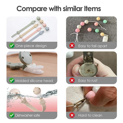 Clip de Chupete de Silicona sin BPA – Sujetachupetes de Una Sola Pieza para Bebés Niños y Niñas de 3+ Meses, Accesorio Seguro para Bebés