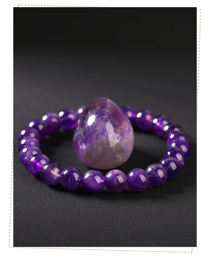 Bracelet en perles d'améthyste naturelle – Bracelet extensible en cristal véritable pour hommes et femmes, bijou de méditation yoga et accessoire de mode