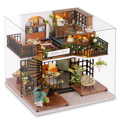 Wooden Dollhouse 3D Puzzle Kit – DIY Miniature Room Model with Furniture & LED Lights Home Decoration