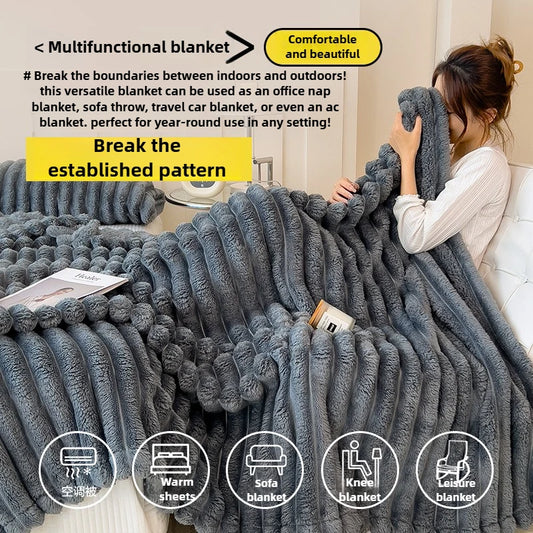 Manta Suave de Felpa de Conejo Artificial – Manta Gruesa Cálida para Sofá, Cama y Confort Otoñal