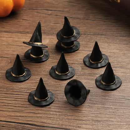 20PCS Mini Witch Hats & Brooms Cake Toppers – Halloween Wizard Hat Cake Decorations for Wedding, Birthday Party & DIY Crafts
