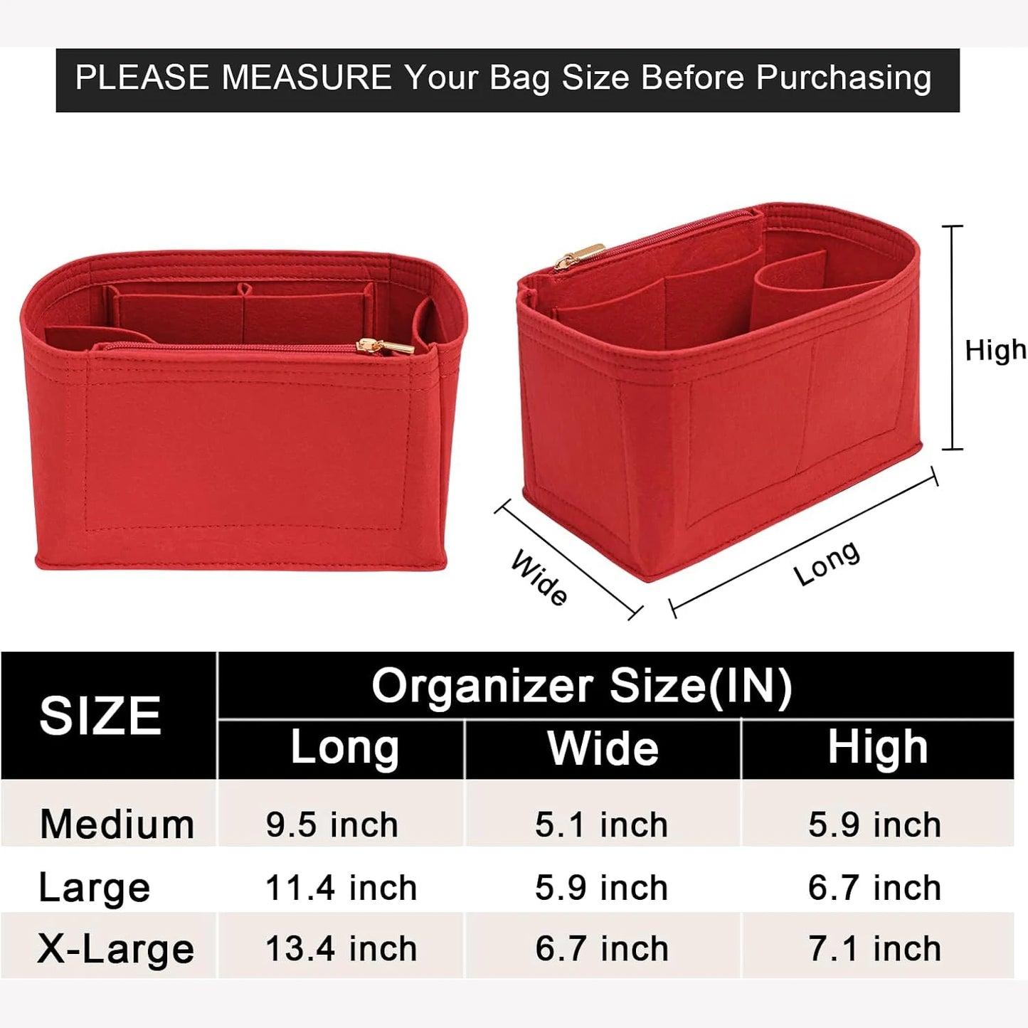 Separador organizador de fieltro para bolso – Divisor de almacenamiento para bolsos Speedy 25/30/35 y Neverfull, organizador interno multibolsillos para bolsos de lujo, carteras y bolsos de mano