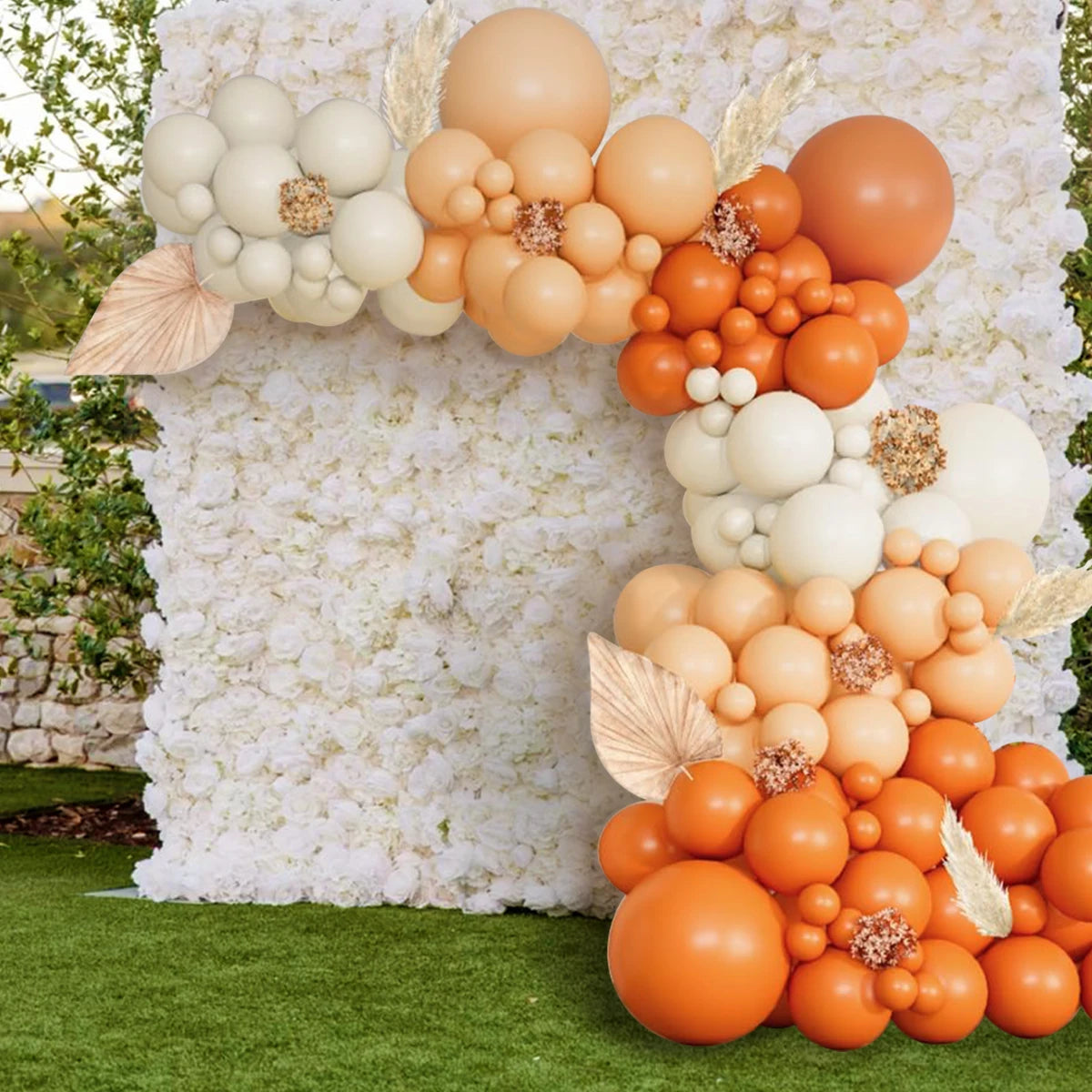 Matte Orange, Yellow, White & Gold Balloon Garland Arch Kit – Wedding, Baby Shower, 1st Birthday & Party Decorations