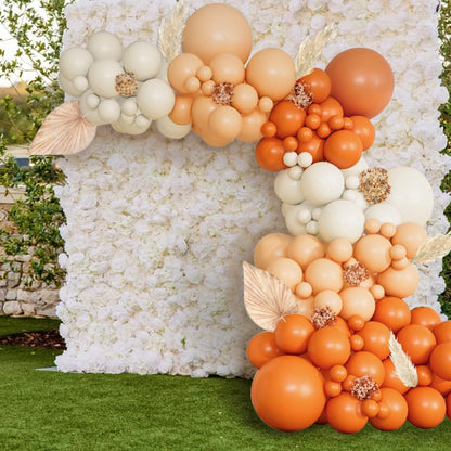 Matte Orange, Yellow, White & Gold Balloon Garland Arch Kit – Wedding, Baby Shower, 1st Birthday & Party Decorations
