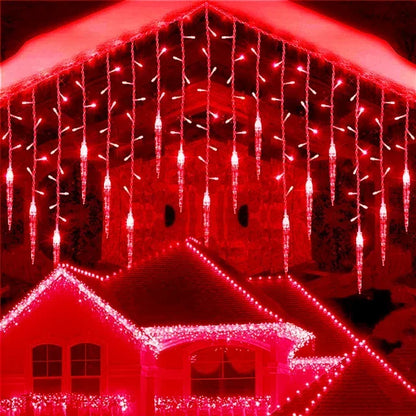 LED Christmas Icicle Curtain Lights – Winter Festoon Garland with 0.3M/0.4M/0.5M Droop for New Year, Xmas & Holiday Decorations