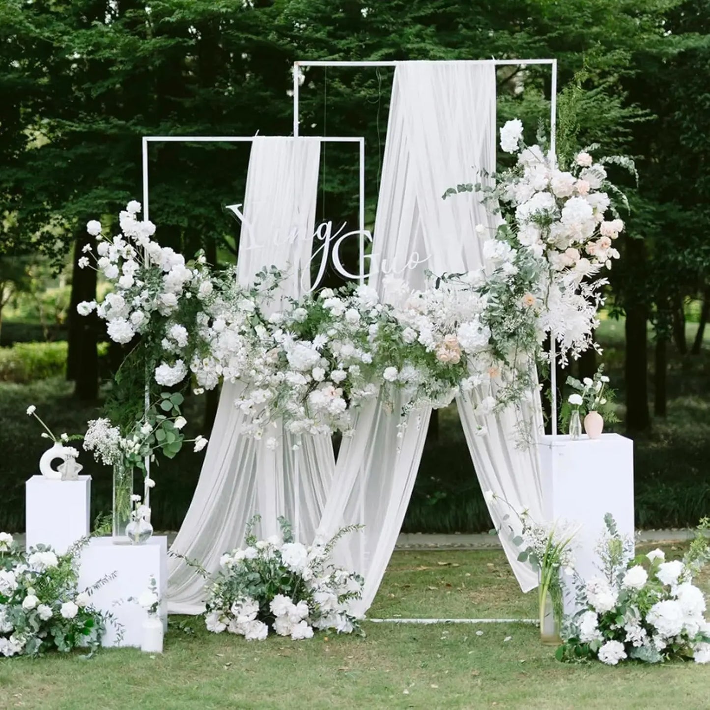 White Sheer Wedding Arch Drapes – 75cm x 6M Tulle Backdrop Fabric for Ceremonies & Parties