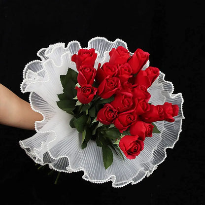 Pearl Edge Mesh Flower Wrapping Paper for Bouquets, Floral Arrangements, Weddings & Valentine's Day