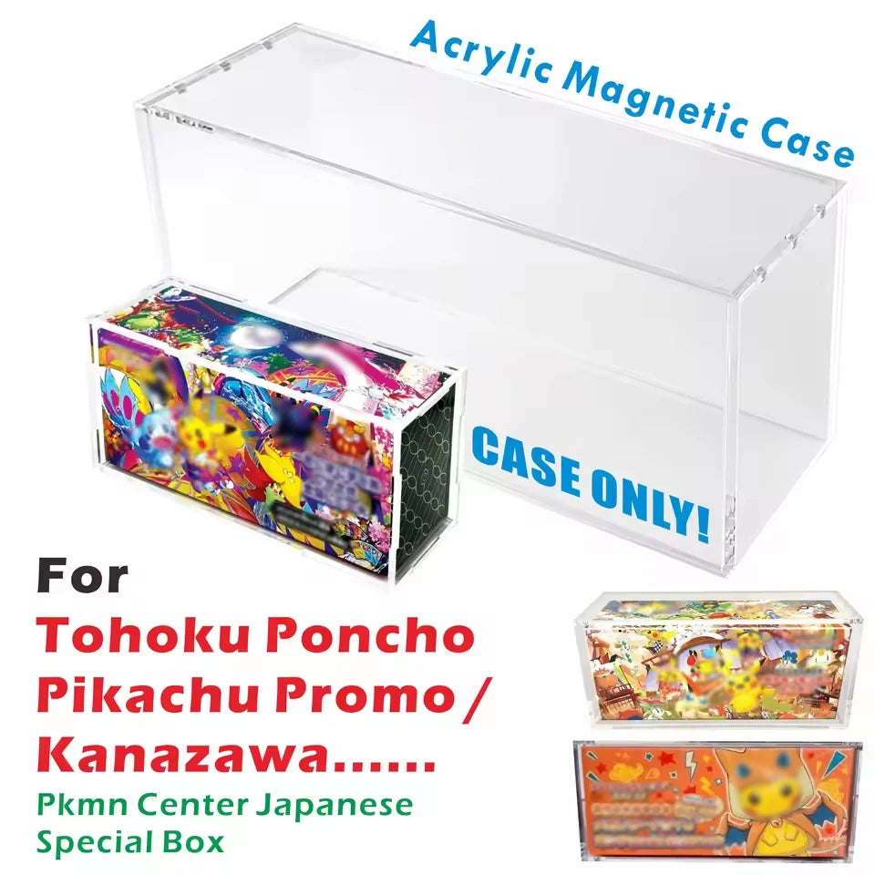 Exhibidor de Acrílico – Vitrina Protectora para Cajas Especiales Japonesas de Pokémon Center, Pikachu con Poncho de Tohoku y Almacenamiento de la Colección Promocional de Kanazawa