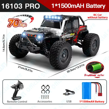 ZWN 1:16 4WD RC Monster Truck 50KM/H y 70KM/H Coche de Derrape de Alta Velocidad con Luces LED y Control Remoto 2.4GHz