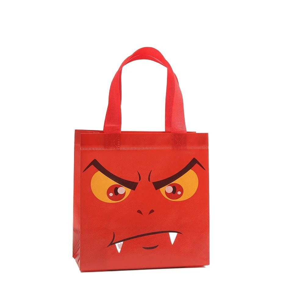 Halloween Pumpkin Candy Bags for Kids, Non-Woven Trick or Treat Loot Bags, Cute Ghost Bat and Cat Treat Bags, Halloween Goodie Bags, Party Favors and Holiday Gift Bags
