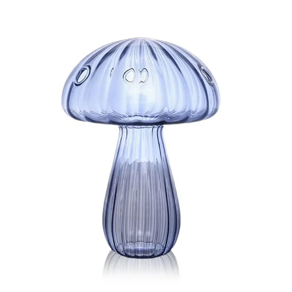 Florero de vidrio con forma de hongo – Maceta hidropónica transparente y jarrón decorativo de escritorio