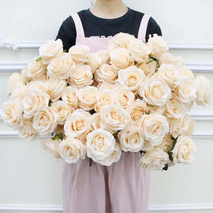 9 Heads Artificial Camellia Rose Bouquet – Realistic Faux Flowers for Wedding Decor, Party Displays, Home Decoration & Floral Gifts