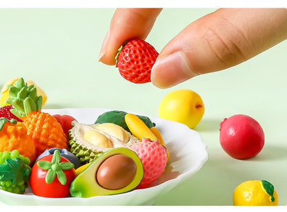 Lot de 10 mini figurines de fruits – Miniatures de fruit du dragon, noix de coco, melon d'eau, orange, pomme, banane et ananas pour la décoration de jardin miniature, les scènes de maison de poupée, les pots de plantes et les loisirs créatifs