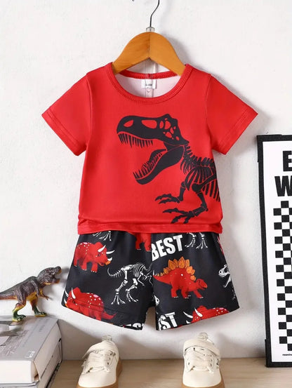 Camiseta de dinosaurios 3D para niños, de manga corta, casual, para verano, para niños y niñas
