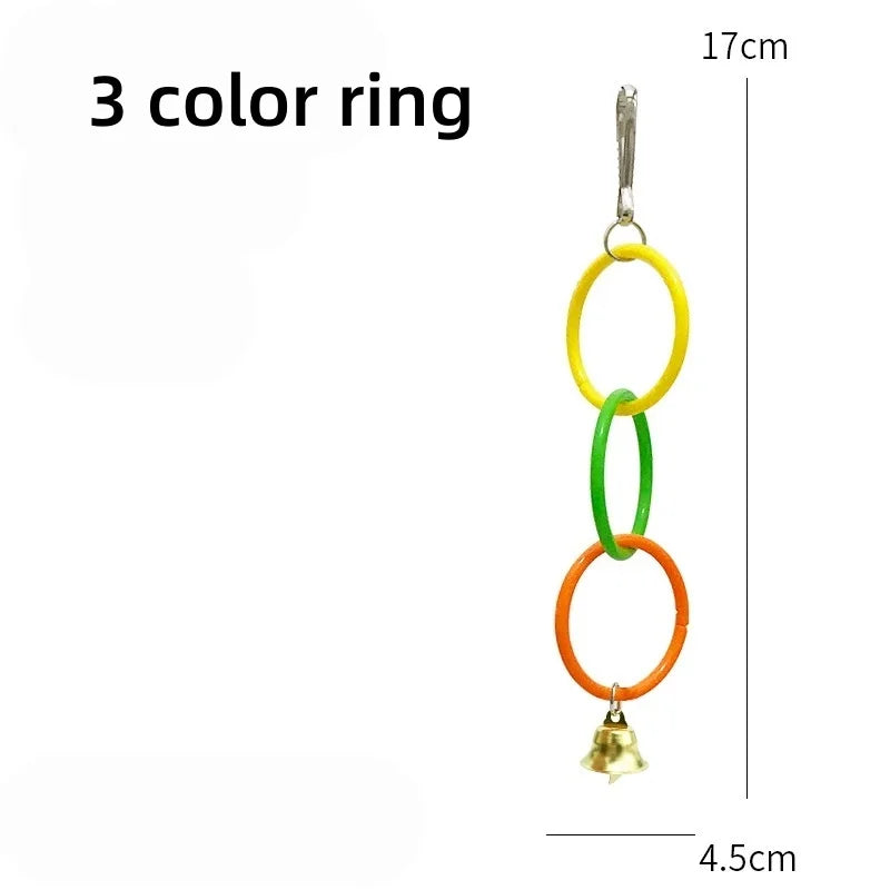 Colorful Plastic Bird Cage Hanging Ring Toy – Interactive Climbing & Swing Toy for Parrots and Small Birds, Boredom Relief Accessory