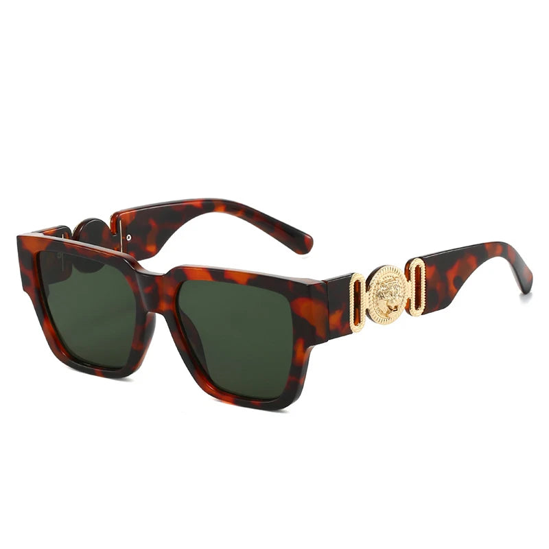 2026 Luxury Designer Sunglasses for Women Men Vintage Square Leopard Print Shades UV400 Outdoor Travel
