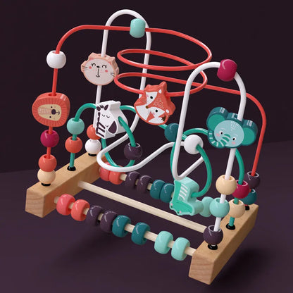 Jouet Montessori en bois de montagnes russes – Labyrinthe de perles pour bébé, boulier d'apprentissage des mathématiques pour les tout-petits de 1 à 3 ans, cadeau de développement éducatif précoce