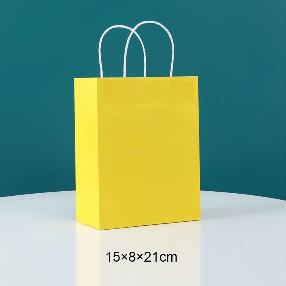 Bolsas de regalo de papel kraft de 5/10/25/50 piezas con asas – Bolsas de regalo y dulces de 10 colores para cumpleaños, bodas, baby showers y empaques de regalo