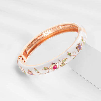 Women’s Double Enamel Cloisonne Bangle Set Indian Dubai Style Trendy Metal Bracelet Jewelry Accessories