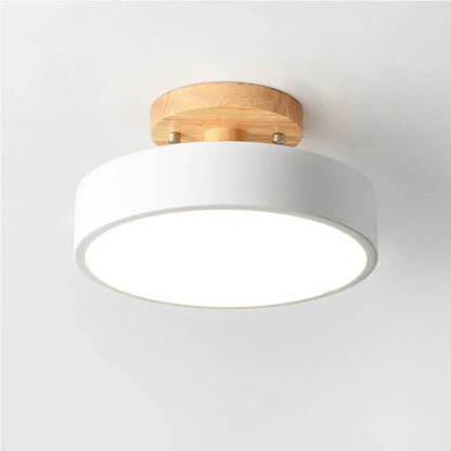 Lámpara de techo redonda de madera nórdica – Moderna lámpara de montaje empotrado para pasillo, dormitorio, baño, comedor y entrada