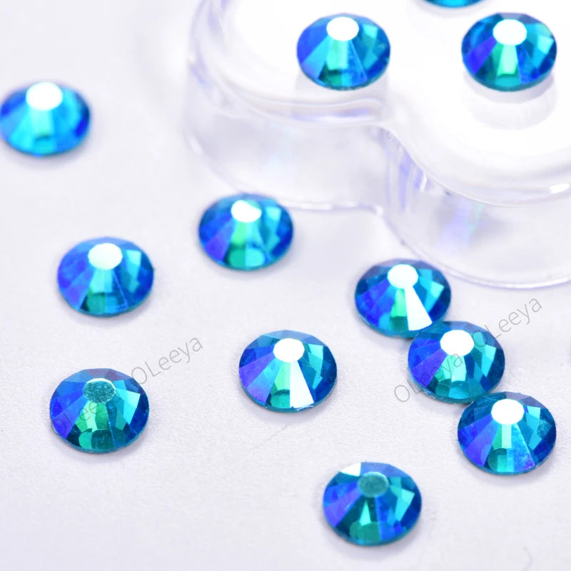 Set de diamantes de imitación de fijación en caliente de 1440 piezas – Piedras de cristal brillante de base plana para decoración de uñas, ropa y manualidades
