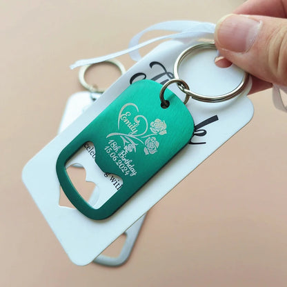 50–100PCS Personalized Engraved Keychain Bottle Openers – Custom Wedding Favors & Guest Gifts with Card for Weddings, Baptisms & Parties