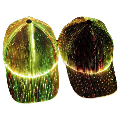 Fiber Optic LED Baseball Cap – 7-Color Luminous Light-Up Hat with USB Rechargeable Design for Parties, Performances & EDC